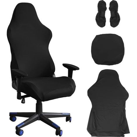 Gaming Chair Cover Office Chair Cover Black Stretch Computer Gaming Chair Cover Racing Style Slipcovers - Black