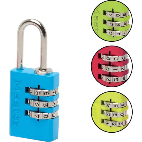 Master Lock 7620EURDCOLCC Lucchetto con Combinazione in alluminio, Multicolore(Casuale), 2 x 5.5 x 0.9 cm (1/4)