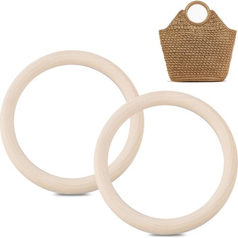 2 Pièces Anneaux 10cm Bois, Nature, Anneaux en Bois Naturel, Jeu De Ruban Bouquet Mariage, Cercle Bois Polyvalent (1/5)