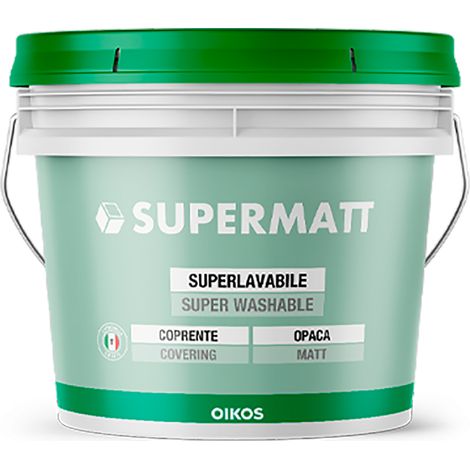 Pittura super lavabile opaca Oikos Supermatt bianca lt. 14