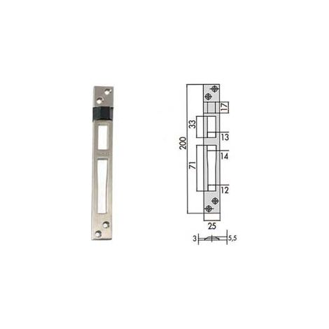 CONTROPIASTRE PER SERRATURE INFILARE PROFILATI IN ALLUMINIO 06462 01  mm.25x200, spessore mm.5,5 (0646201)    CISA