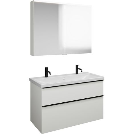 burgbad Eqio Set, compuesto por armario con espejo, lavabo de (1/2)