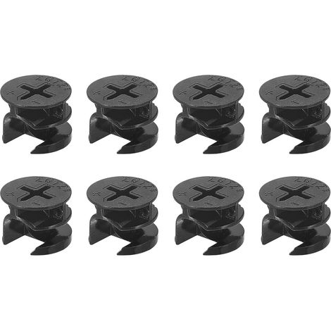 8pcs Cam Serrure Écrou pour Meubles 15x12mm Noir (1/5)