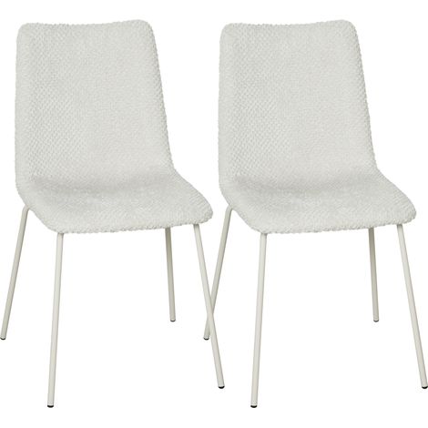 HOMCOM pack de 2 sillas de comedor, sillas de cocina modernas, tapizadas de terciopelo, asiento y respaldo acolchados, patas metálicas, blanco (1/5)