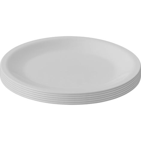 Lot de 6 assiettes en plastique, anthracite, Ø 23,5 cm, plates, incassables, réutilisables, passent au micro-ondes et au lave-vaisselle, sans BPA (1/5)