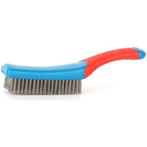 Petite brosse métallique en acier inoxydable, brosse à gratter multifonctionnelle avec manche en silicone pour le décapage de la rouille, le nettoyage de la peinture et du béton. (1/4)