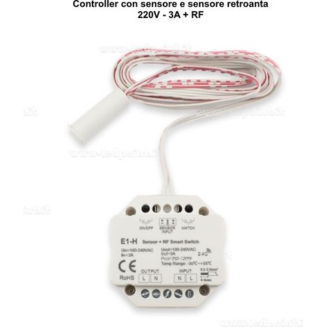 CONTROLLER 220V USCITA RELE' CON SENSORE A INFRAROSSO PER PORTE ARMADIO + RF (1/2)