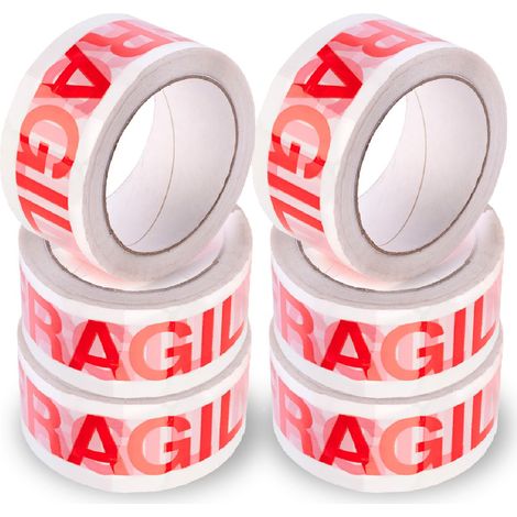 OFITURIA Nastro Adesivo, Nastro Imballaggio Ideale Scatole Cartone, Spedizioni e Traslochi, Rotolo Nastro Bianco Testo Rosso Muy Fragil, Nastro Adesivo Sicuro e Resistente (Fragile) (1/4)