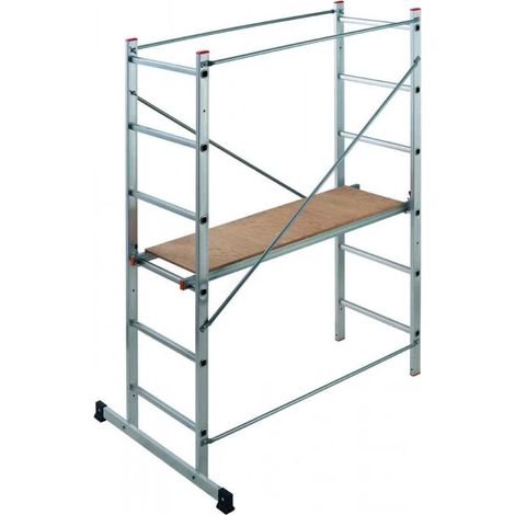 trabattello multifunzione "easy 100" in alluminio con pianale in pino, portata massima 150 kg (1/4)