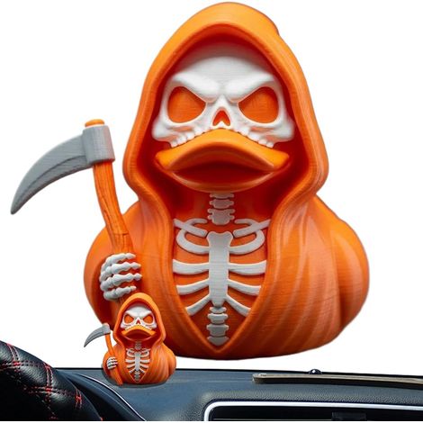 Décoration de bureau gothique pour Halloween : canard gothique imprimé en 3D avec motif de crâne Décoration gothique pour bureau, étagère, maison, véhicule, voiture, tableau de bord, Halloween (1/5)