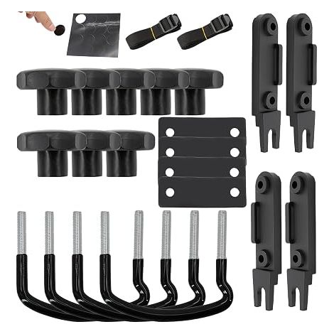 Roof Box Fixing - Universal 85mm Roof Box Brackets with Security Nuts, Strips and Round Dot Adhesive for Roof Boxes (1/5)