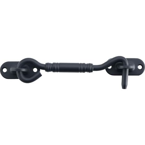 Fensterverschlusshaken, 14 cm, Türhaken, geräuschloser Fensterhalter, Türschloss für Innentüren mit Befestigungsschrauben, Edelstahl, Schwarz (1/5)