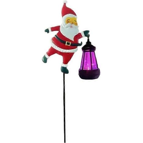 Lampe solaire de jardin en forme de Père Noël, guirlande lumineuse solaire de Noël, éclairage décoratif RGB pour jardin et pelouse, décoration de jardin en plastique étanche. (1/4)