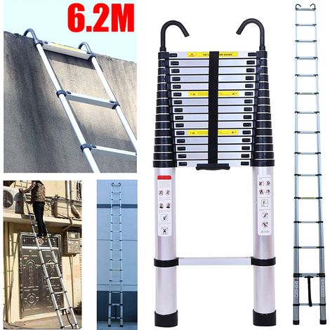 6.2M/20.34FT Telescopic Ladder with Detachable Hook for DIY Home Work Builder (1/5)