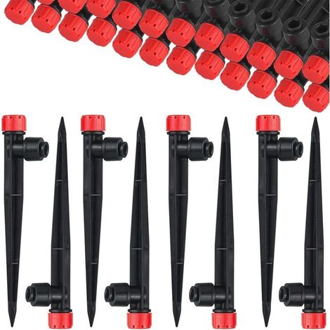 TuseRxln 20er-Pack 360° verstellbare Regner, 8 Löcher mit Erdspieß und Mikro-Tropfschlauchhalter für 1/4"-Schlauch, Sets