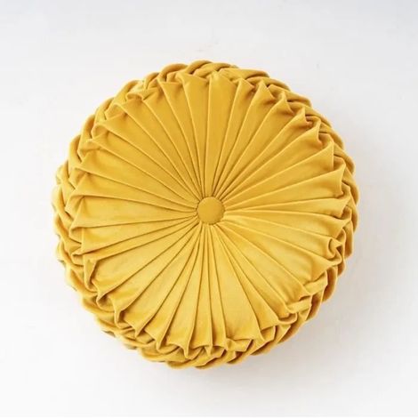 Style européen rond solide jaune coussin de siège velours tissu dos coussin canapé oreiller lit oreiller (1/4)