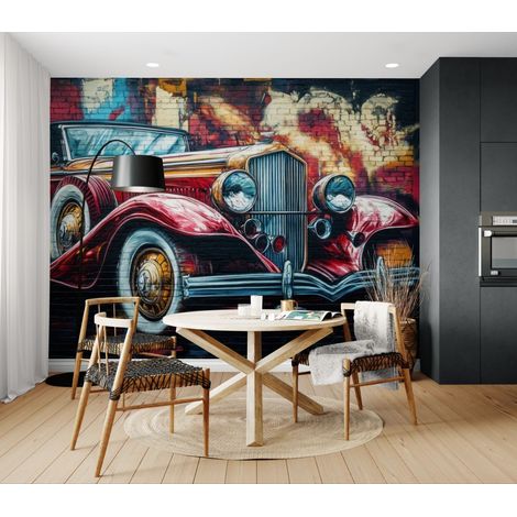 Papier peint Vintage – voiture rétro murale - 150 x 250 cm (1/2)