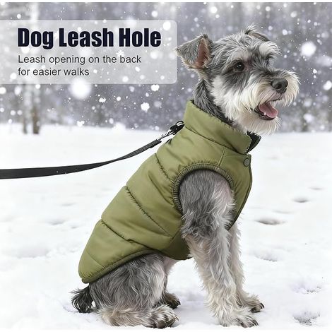 Manteau Chien Hiver Imperméable Manteaux d'hiver pour Chiens Polaire Veste Chiens Manteau pour Chien Moyen Manteaus Chihuahua Teckel Pull Vert L (1/4)