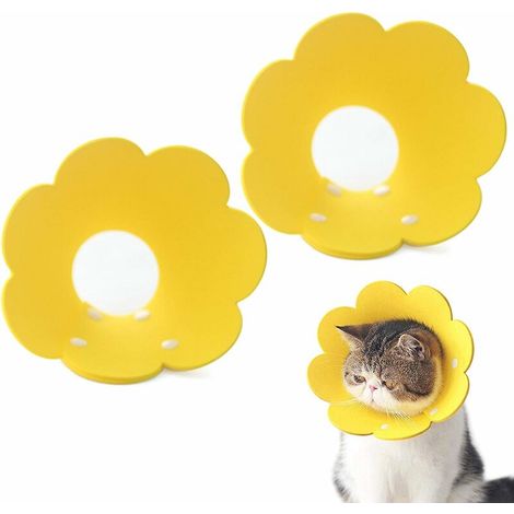 Collerette pour Chat Chien Collier De Cône Anti-Morsure Protection Cône Collerettes Chien Chat de Chiot Collier Blessure Protecteur de Cône De Cou Réglable Jaune (M) 2PCS (1/5)