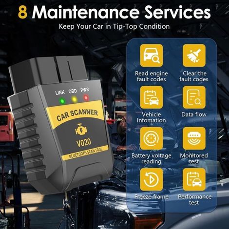 Bluetooth-OBD2-Kfz-Diagnosescanner – Kompatibel mit 3000 Fehlercodes – Grafische Anzeige – iOS-/Android-kompatibel – Professionelles Werkzeug (1/5)