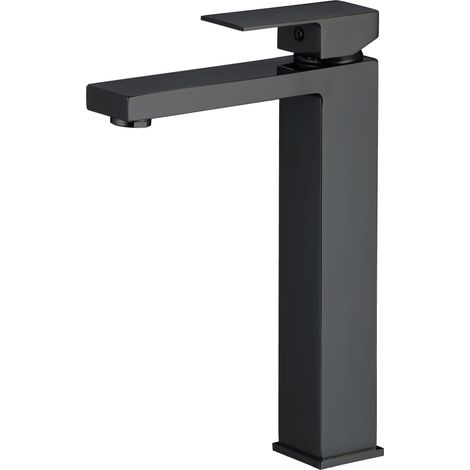 VALAZ Grifo de lavabo alto pica monomando cuadrada negro mate serie Segura (1/2)
