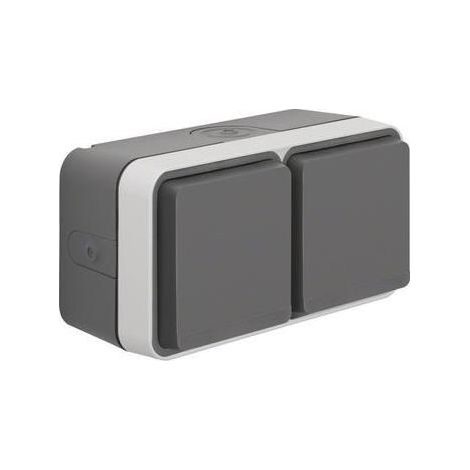 Berker 47753525 Steckdose SCHUKO 2fach waag. m. Klappd. AP, 4 Schieber, Berker W.1,grau matt (1/5)