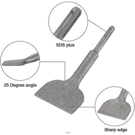 Ciseau à carrelage, 165 mm x 75 mm, série Extension haute qualité, ciseau courbe pour carrelage en céramique et de sol (1/3)