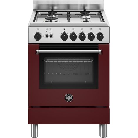 Bertazzoni La Germania Americana AMN664GVIV/24. Tipo di prodotto: Cucina, Colore del prodotto: Borgogna, Tipo di controllo: Manopola. Tipo di piano cottura: Gas, Numero totale di fuochi: 4 Fornello...