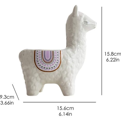 Macetas de cerámica para animales suculentos – 1 paquete de macetas de cerámica sin esmaltar de 15 cm (6 pulgadas) con forma de alpaca/llama y cabra, ideales para interiores, con drenaje para hierbas  (1/3)