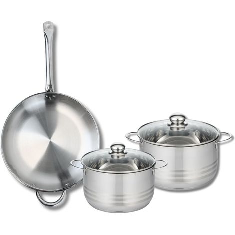 Ensemble de 1 Poêle de cuisson 32 cm et 2 faitouts 20 et 24 cm Elo Profi Brillant (1/5)