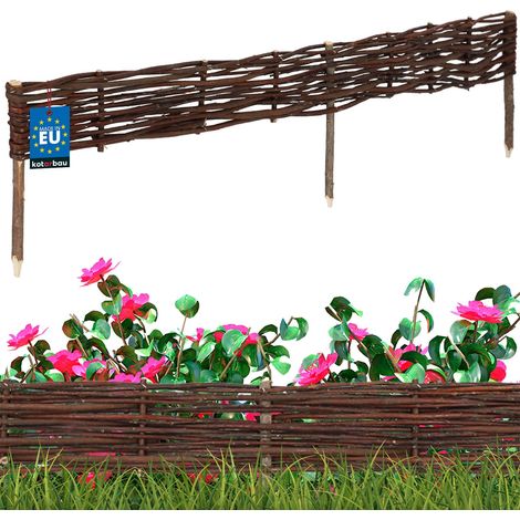 KOTARBAU® Clôture Bois - Bordure Jardin Extérieur - 120 x 10 cm - Bordure de Jardin en Osier à Planter - Marron - Cloture en Osier - Décoration Extérieure (1/5)