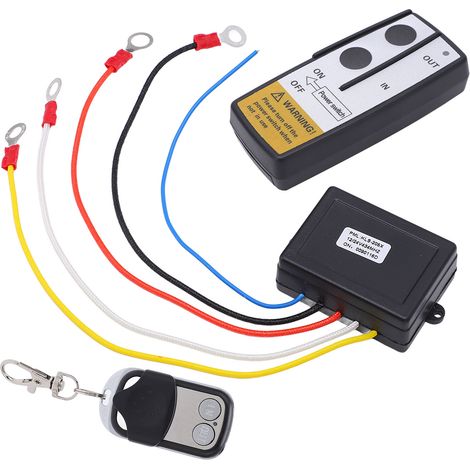 Kit de télécommande sans fil pour treuil (12 V/24 V CC) avec récepteur et clé, pour porte de garage ou bateau. (1/5)