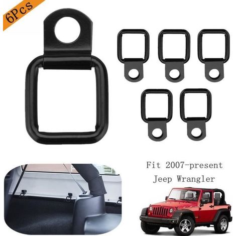 NEUFU 6Pcs Noir D-anneaux D-bagues Cargo Pour Jeep-Ywey (1/4)