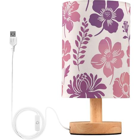 Silhouette Fleurs Dégradé Violet Lampe de Table Nuit pour Patio (1/5)