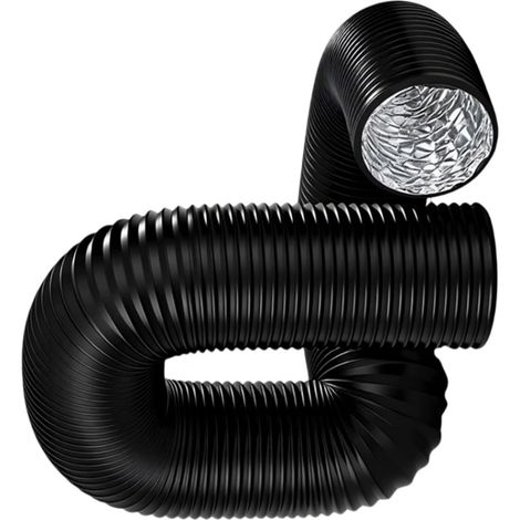 Tuyau d'évacuation de 100 mm, tuyau en PVC et aluminium de 3 mètres pour climatiseur mobile, sèche-linge, ventilateur d'extraction, hotte aspirante, système de ventilation (noir) (1/5)