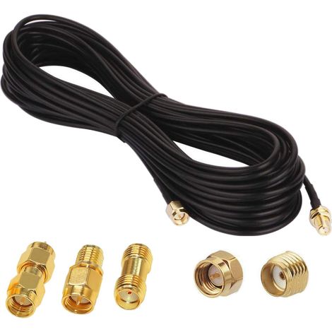 1 Câble Extension RG174, Connecteur SMA, 10m, Cuivre, 50 Ohms, Adaptateur, Réseau WiFi