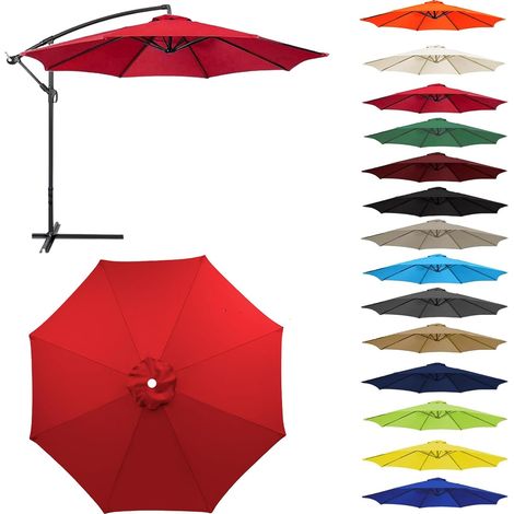 Auvent De Remplacement pour Parasol Toile De Parasol Déporté Remplacement Pour Cour,Jardin,Plage, Protection UV 50+ (2.3m-8 ribs,Rouge)