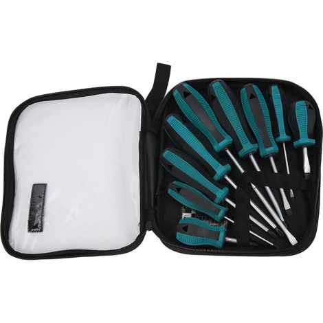 Tournevis magnétique lot de 9, embouts cruciformes et plats, manche antidérapant avec sac de rangement (1/5)