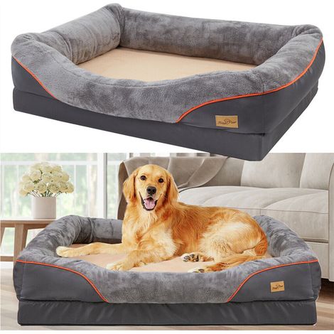 Orthopädisches Hundebett Hundekissen Haustierbett Hundekorb Tierbett Hundesofa, Bezug abnehmbar & waschbar, gelenkschonend, Grau XL:97x72x29cm (1/5)