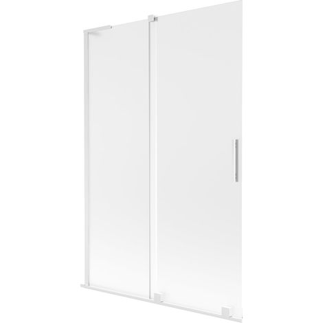 Mexen Velar L paravento vasca da bagno 2 ante scorrevoli 120 x 150 cm, smerigliato, bianco - 896-120-003-31-20 (1/5)