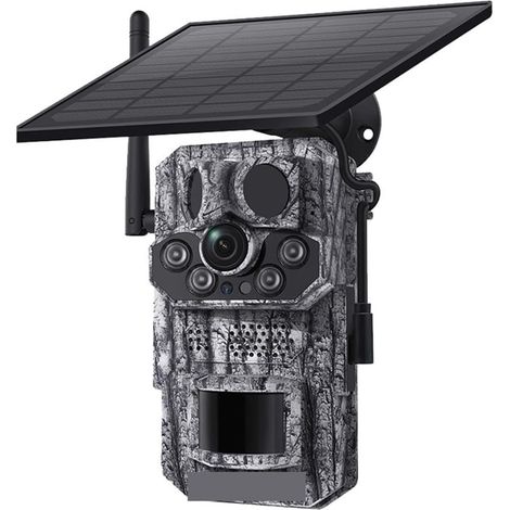 Caméra Faune Sauvage Caméra Solaire De Suivi Des Sentiers Vidéo 4G, Vision Nocturne, 0.3s, Activation Par Le Mouvement, Étanche, GPS, For Jardin, Chasse En Plein Air Fiable Précise(4G Camera Add 64G) (1/5)