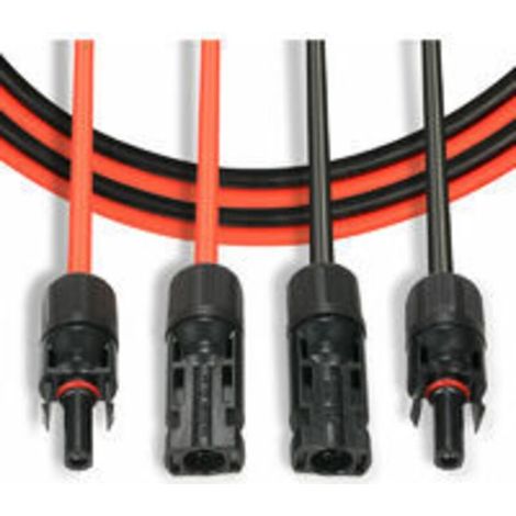 Cable de extensión solar fotovoltaico Cable de extensión de panel solar con par de conectores MC4, rojo+negro, 14AWG 3M/10 pies (1/4)