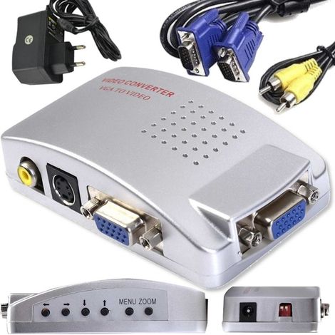 Adaptateur convertisseur d'image VGA vers S-Vidéo / AV / VGA, répartiteur RCA (1/5)