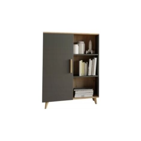 Cassettiera 80 Antracite 6 Ripiani Grande Mobiletto Scaffale 80CM OSLO Stile Scandinavo (1/2)