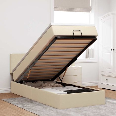 Estructura de cama otomana con colchón tela crema 80x200cm vidaXL (1/5)