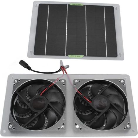 Sjlerst – Kit de ventilateur solaire 100W 12V – Panneau 25x19cm – Ventilateur 28x14,5cm – Évacuation air chaud pour serre et maison