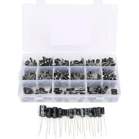 540Pcs Kit de Condensateurs Électrolytiques Universels en Aluminium 0.1µF 50V - 470µF 16V avec Boîte de Rangement (1/5)