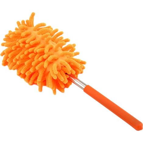 Plumeau télescopique en microfibre extensible pour le nettoyage de la maison et de la voiture, manche ergonomique et écologique (1 pièce, orange) (1/5)
