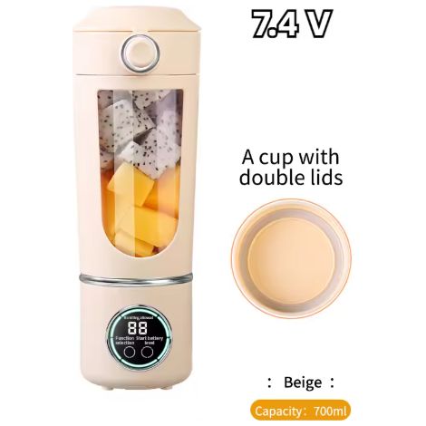 Tragbarer Mixer/Entsafter, großes 700-ml-Fassungsvermögen, robuste Stahlklingen, 2-in-1-Mixbehälter, tragbarer Smoothie-Maker – Beige
