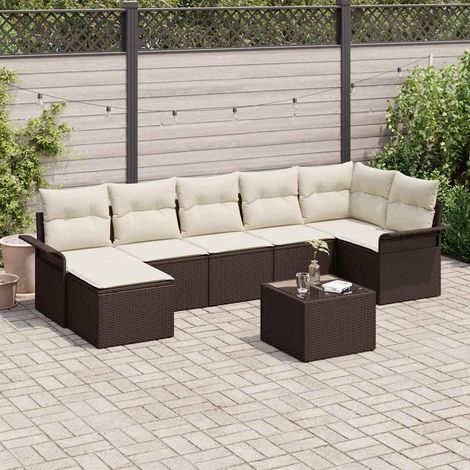 vidaXL Set Divano da Giardino con cuscino 8 pcs Marrone Poly Rattan (1/5)